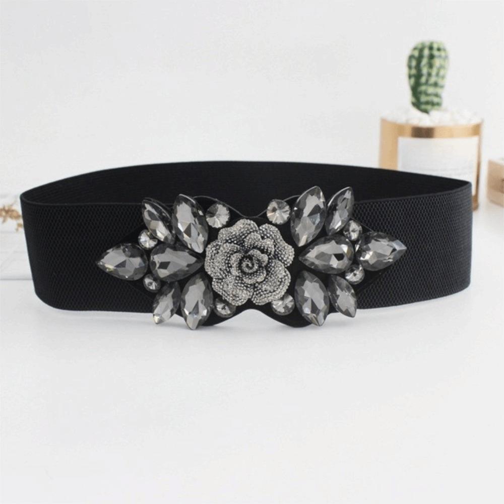Wide Women Waistband Korean Style Rhinestone Waist Belt Fashion Elastic Cummerbunds  Sweater