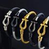 2026 Fashion Horseshoe Magnet Buckle Steel Wire Bracelet, Men's and Women's Jewelry Party Wear Accessories
