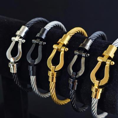 2026 Fashion Horseshoe Magnet Buckle Steel Wire Bracelet, Men's and Women's Jewelry Party Wear Accessories