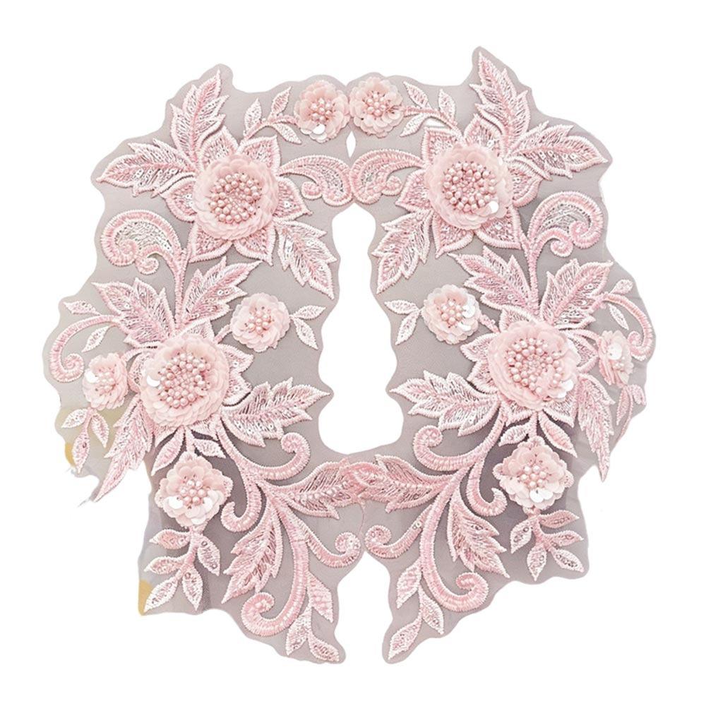 Multi Colored Bead Lace Nail Bead Applique Floral Embroidery Floral Design Three-Dimensional Performance Costume Accessories