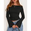 Top da Donna Girocollo Corto Maniche a Svaso Y2k Aderente Versatile Casual Manica Lunga