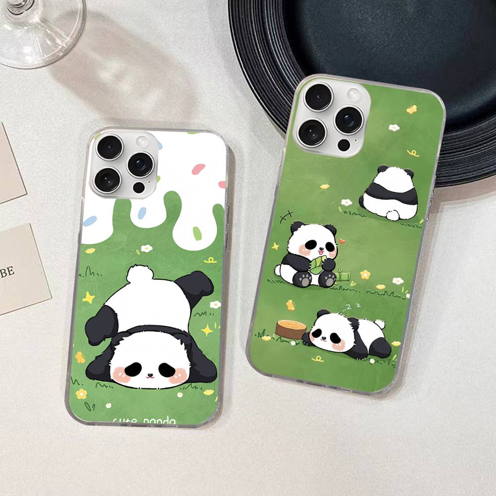 Anime Panda Water Ripple Phone Case For iPhone 17 16 11 12 13 14 15 Pro Max Plus Back Cover