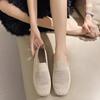 Women's Summer Breathable Flat Shoes 2024 New Fashion Slip-on Soft-soled Shoes Casual Low Heel Square Toe Barefoot Woman Shoes