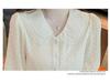2024 Spring Women's Chiffon Blouse with Peter Pan Collar, Slimming Long Sleeve Top