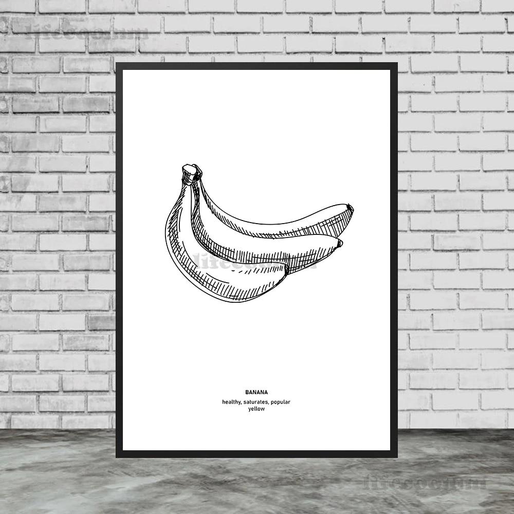 Turkish Coffee Art Print Apple Banana Mango Fruit Poster And Print Decoration Pencil Sketch Of Fruit For Kitchen Wall Painting No Frame
