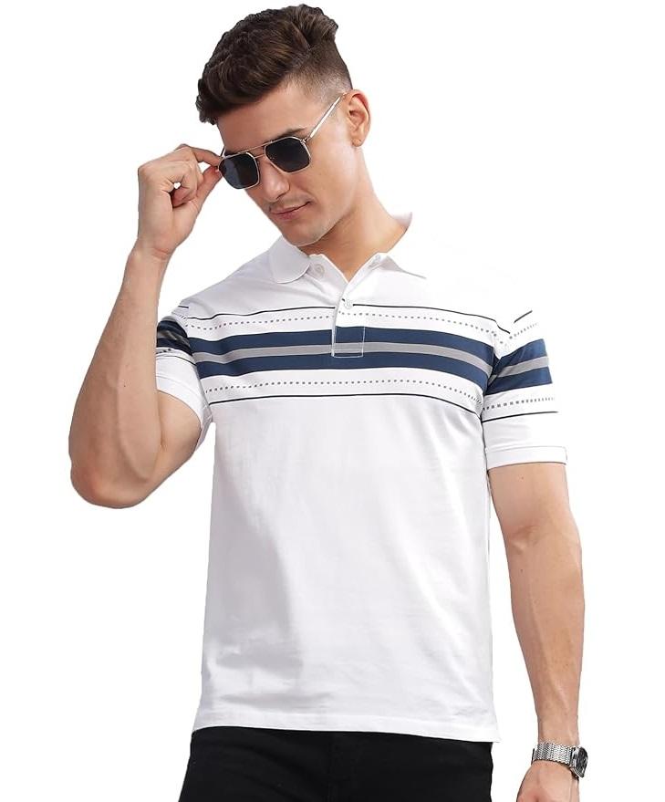 Regular Fit Polo T-Shirt for Men| Printed Polo T-Shirt | Cotton Polo T Shirt S белый