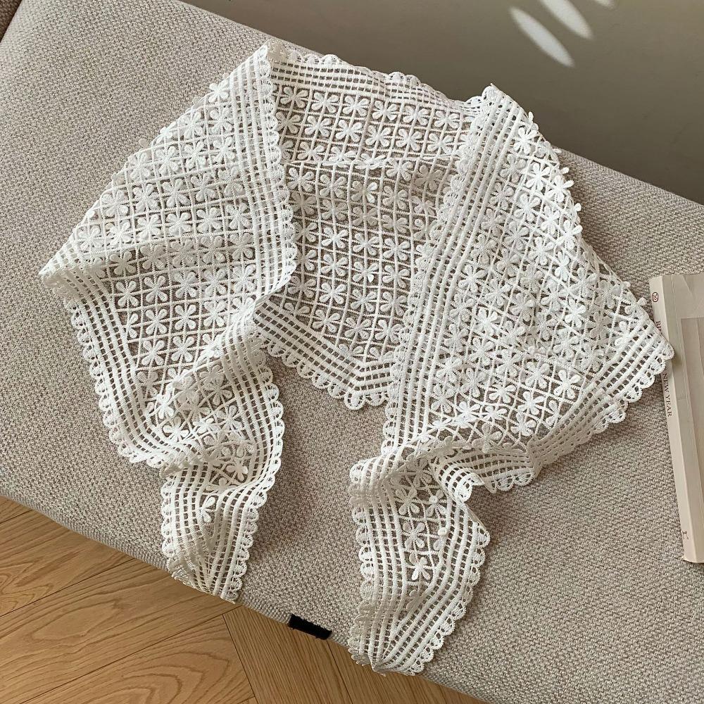 

Floral Printed Lace Triangle Scarf Transparent Lace Head Scarf Elegant Skirt Curtain Women Style 1