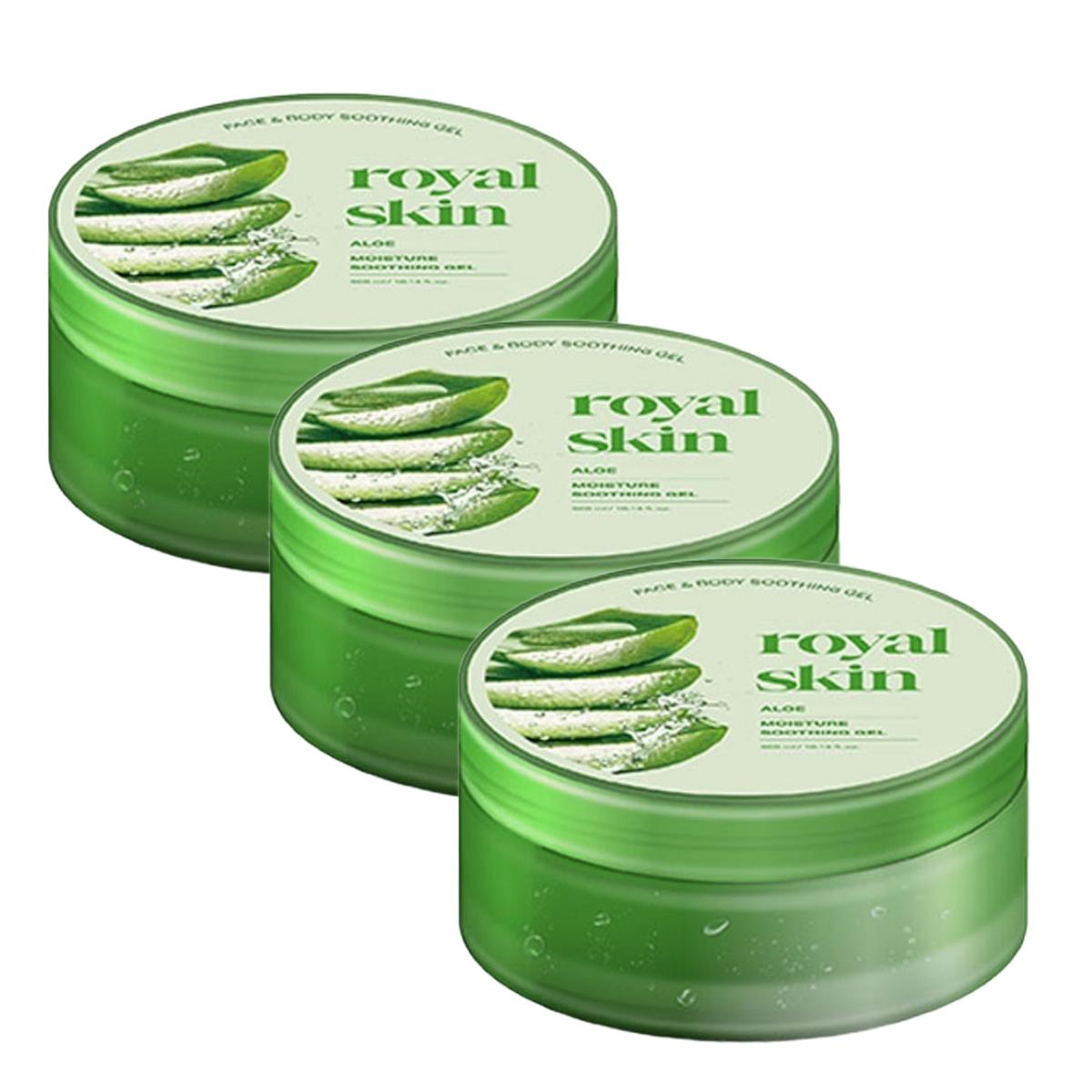 

Royal Skin Moisture Aloe Vera Soothing Gel 95% Purity 300ml x 3pcs - Instant Hydration & Sun Care