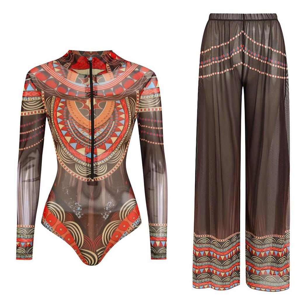 2026 European & American Cross-Border Spring/Summer Women's Loose Two-Piece Printed Swimsuit