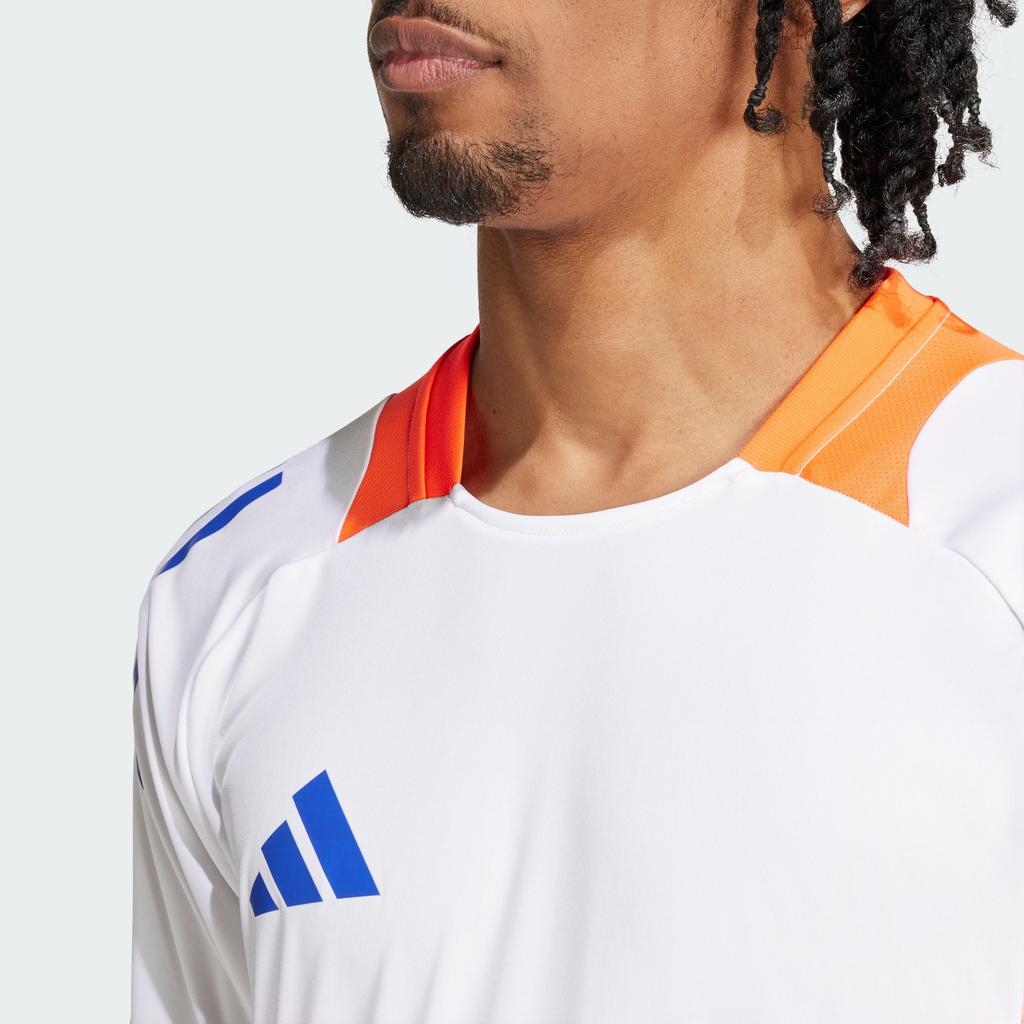 Adidas Tiro 24 Competition Training Striped Logo Print Slim-Fit Crew Neck Short Sleeve Soccer Jersey Unisex Tops White JF4194