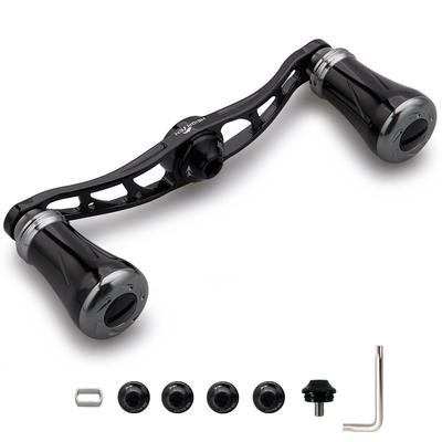 HEIGHTEN Arch Pillar Series 90mm Black & Gunmetal Reel Handle with 19mm Knob for 88mm/90mm/105mm Baitcasting Reels, Shimano, Daiwa, and Abu (0912)