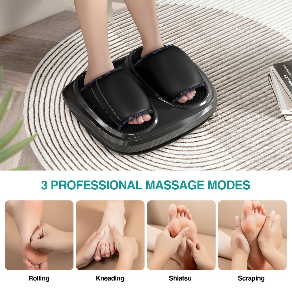 Foot Massager Machine with Heat Shiatsu Deep Kneading Rolling and Airbags Squeezing Massage for Circulation Gifts for Men Women