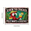 Vintage Metal Poster Parrot Cocktail Drink Bar Wall Art Aluminum Sign Waterproof