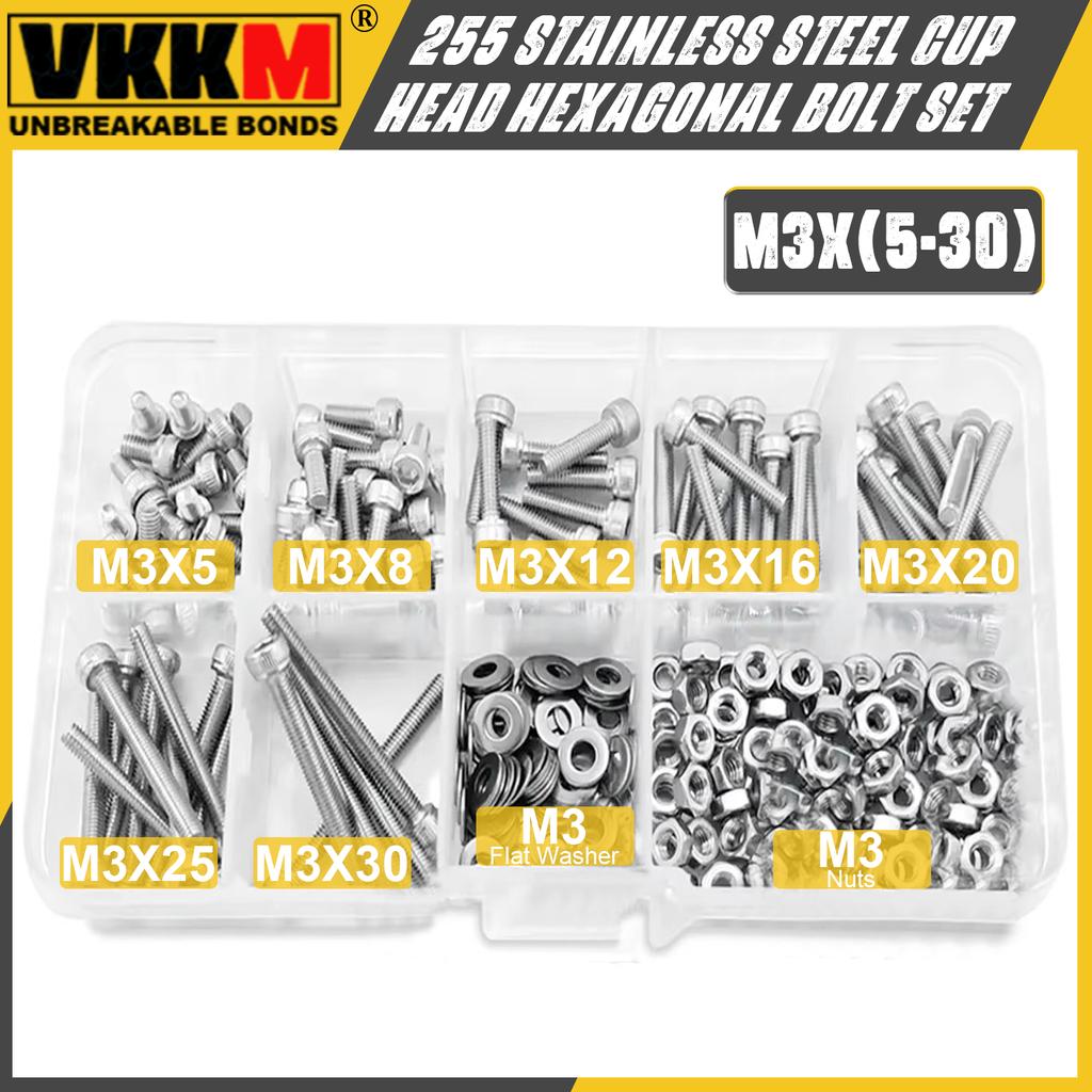255 stainless steel cup head hexagonal bolts, nuts, washers set