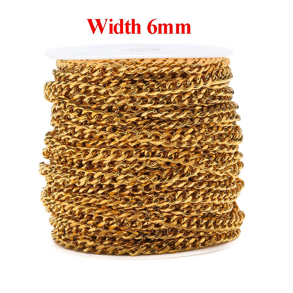 1 Meter Stainless Steel 3mm 6mm No Fade Flat Cuban Figaro Chains Necklaces Findings Bracelets Supplies Jewelry Making Supplies