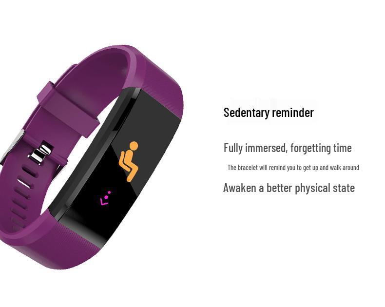 115Plus Wasserdichtes Bluetooth Smart Armband - Herzfrequenz-, Blutsauerstoff-, Blutdruckmessgerät für Erwachsene