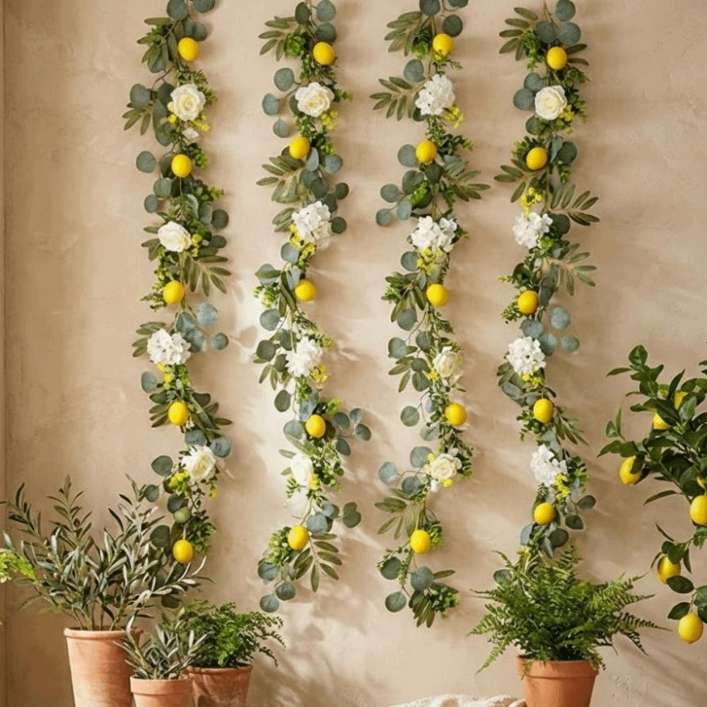 Realistic Lemon Vine Decor Greenery Simulation Lemon Vine Faux Lemon Wreath Wedding Party Decor