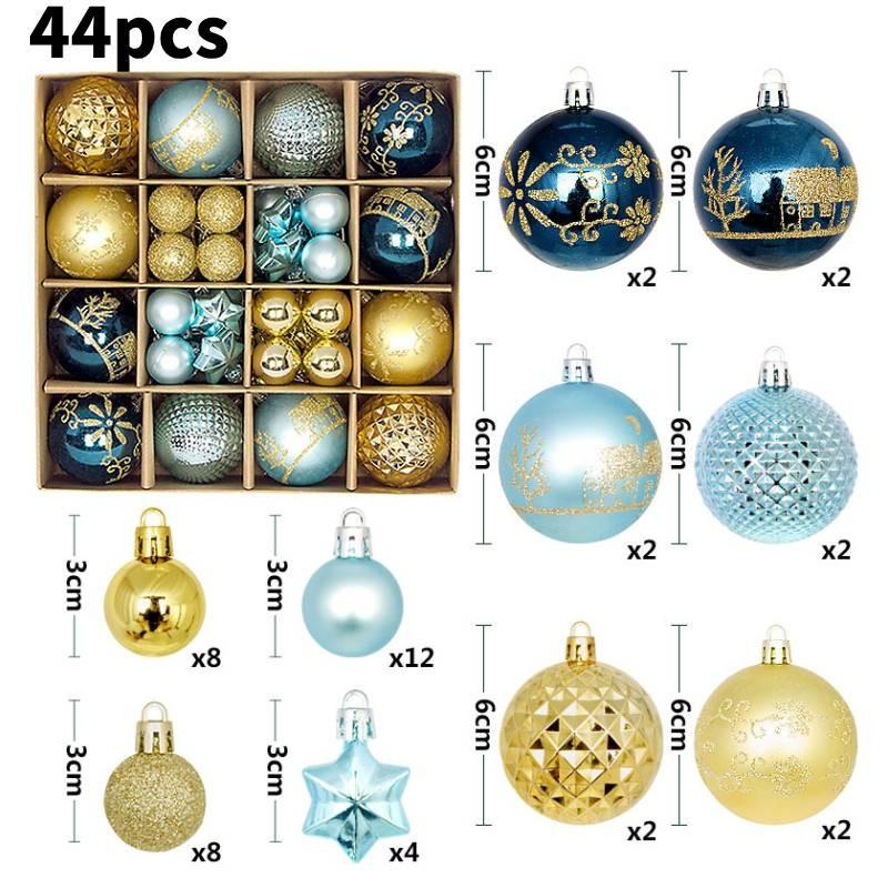 Charming 44 Piece Decorative Christmas Balls In Unique Shapes For Elegant Holiday Display