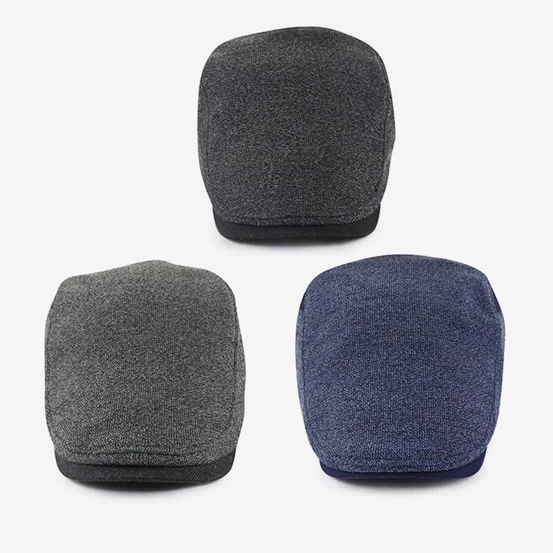 Stitching Men Peak Cap Autumn Winter Forward Cap Warm Middle-Aged Old Cap