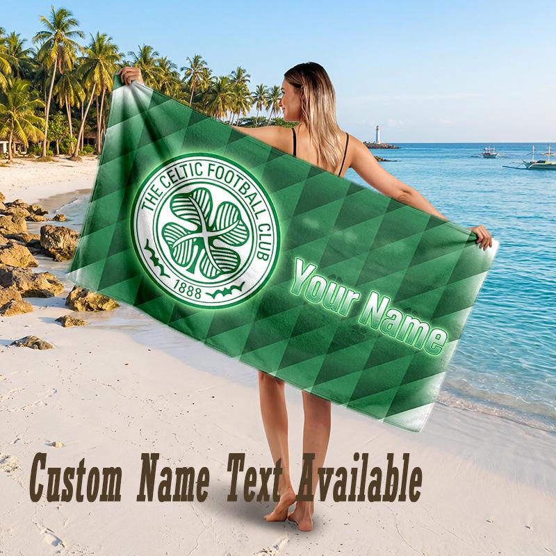 Celtic FC Design Beach Towel Custom Text Large Towel for Beach Vacation