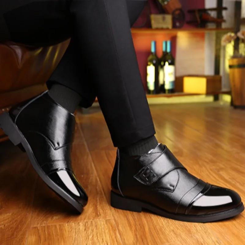 Fashion 2025 New Men's Boots Fashion Casual Leather Boot Plush Warm Snow Boots for Men Business Chelsea Boots High-top Cotton Boot Botas