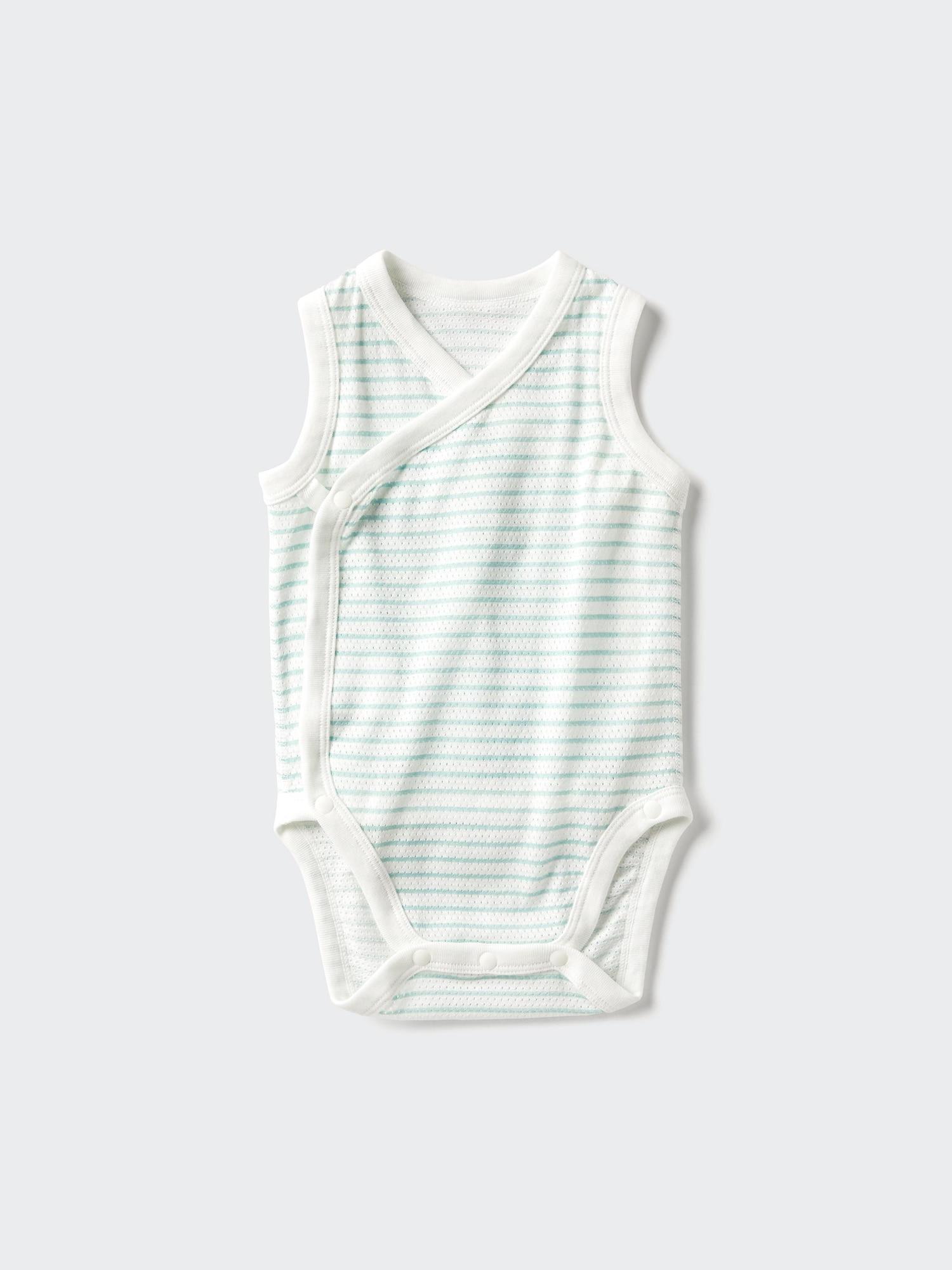 Uniqlo Япония Хлопковый сетчатый боди без рукавов с передним открытием 52 GREEN/60 (3 months)