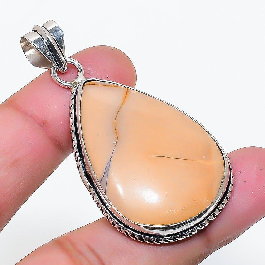 Natural Mookaite Gemstone Handmade 925 Sterling Silver Pendant 2.01" AP-14877