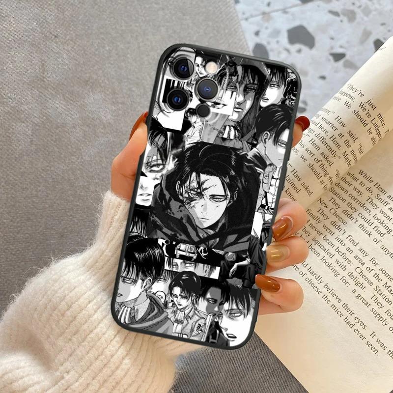 Attack On Titan Eren Jaeger Phone Case For iPhone 15 13 14 12 11 Pro MAX XR X XS SE 7 8 Plus Mini Soft Black Anime Mobile Case