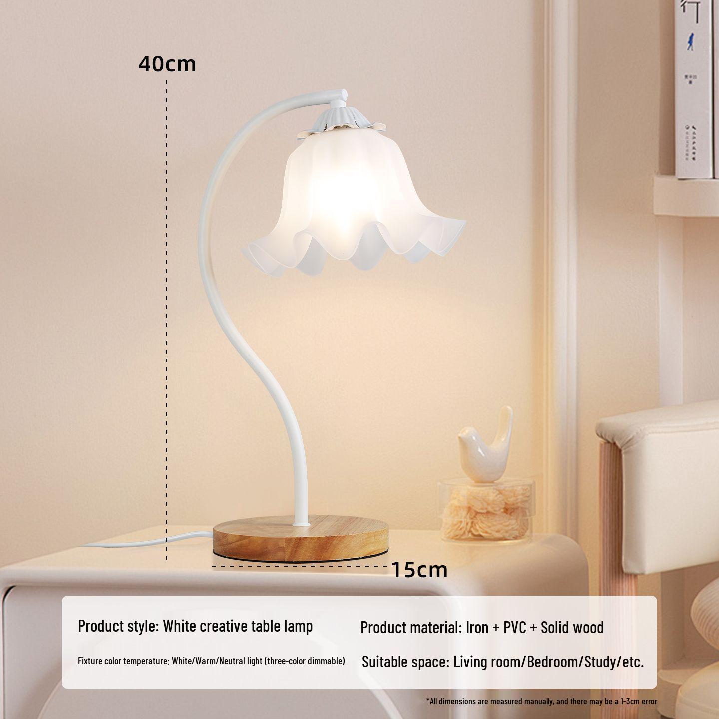 

Nordic Cream Bedside Desk Lamp - Girlish Heart Style Lighting for Bedroom Atmosphere
