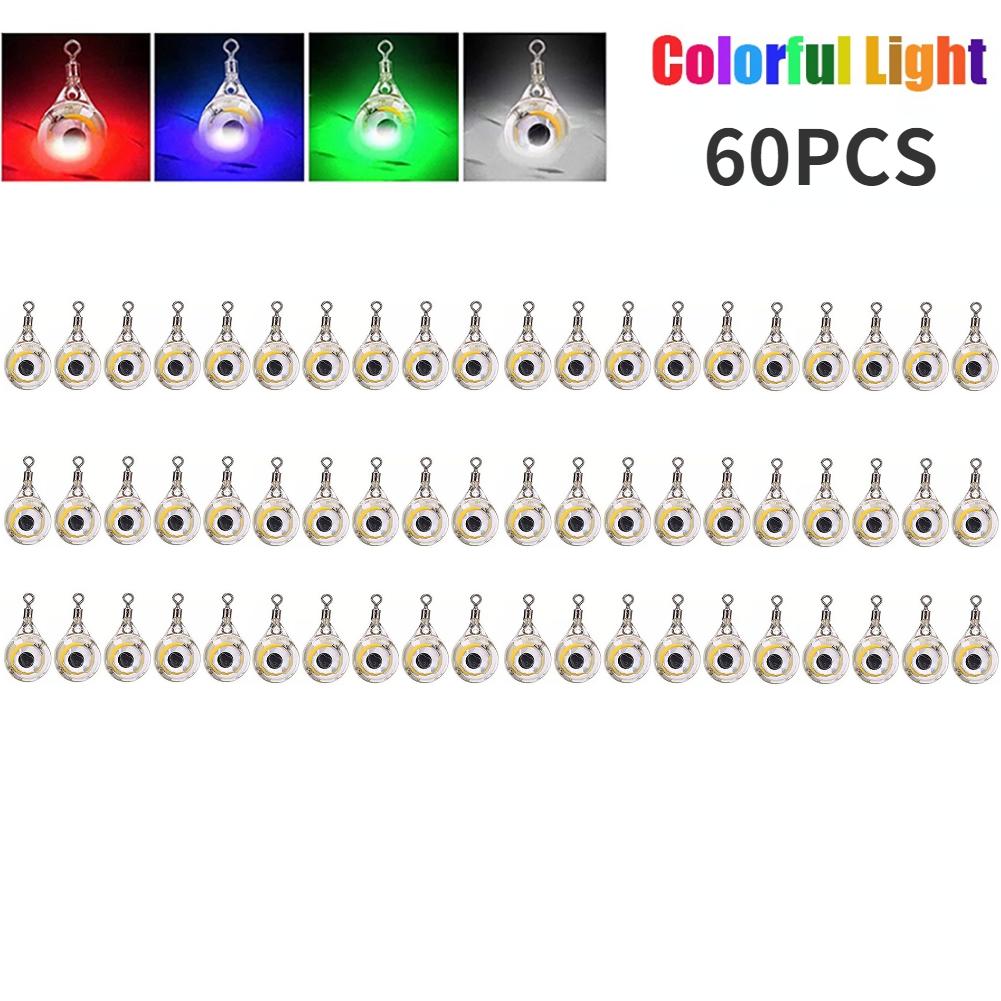 10-200pcs Mini Fishing Lure Light LED Deep Drop Underwater Eye Shape Squid Fish Bait Luminous Lure for Attracting Fish