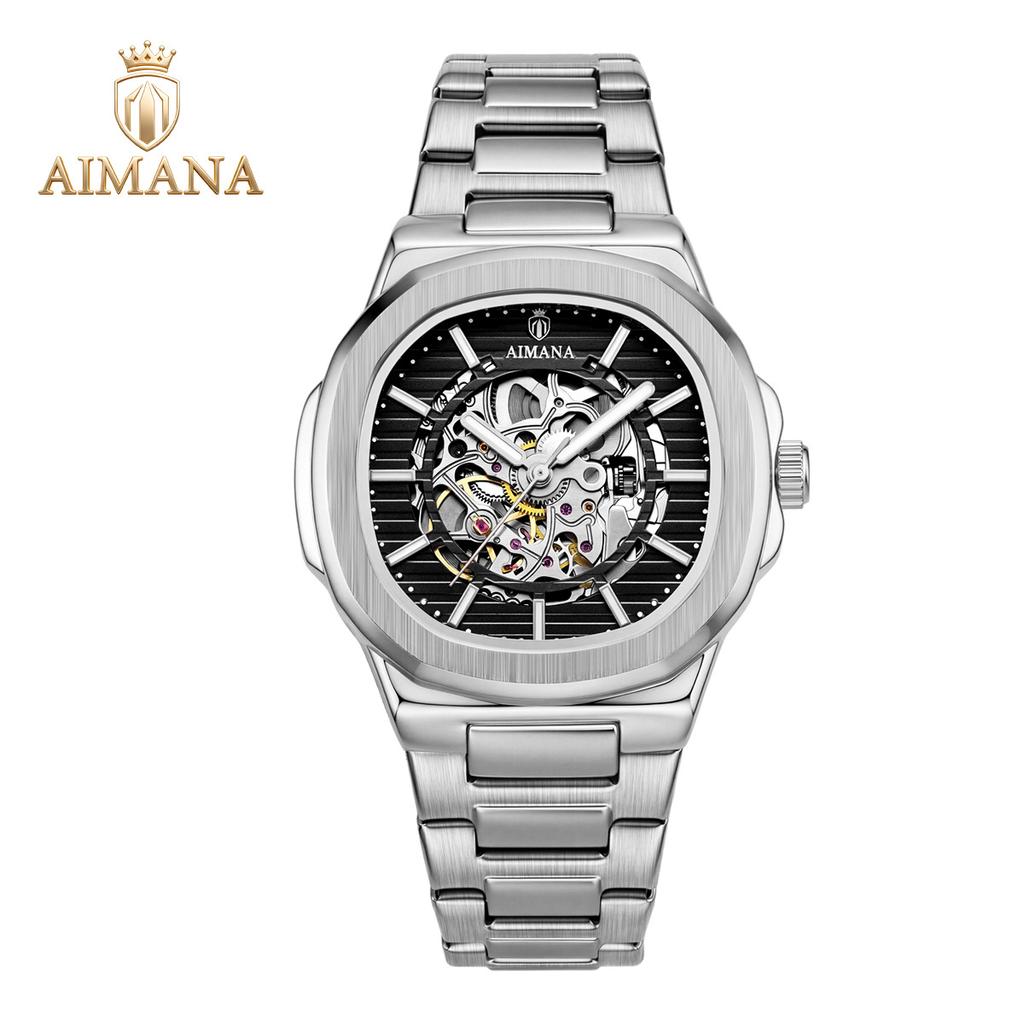 Skelett Automatische Mechanische Uhren Wasserdicht Leuchtende Zeiger Edelstahlarmband Luxus Dress-Armbanduhr für Herren