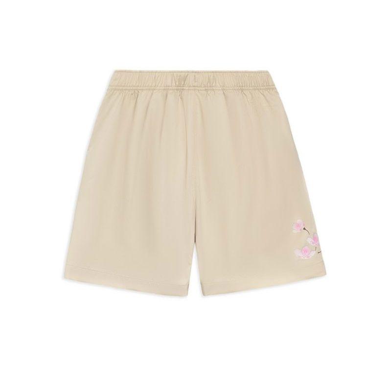 Li Ning Sakura Series SS22 Loose Floral Pattern Sports Casual Shorts Women Shorts Cashmere-Gray AKSS942-1