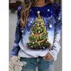 Women's Christmas Animal Tree Print Sweatshirt, Long Sleeve Crewneck Pullover, Casual Street Style, Spring Fall Holiday Fashion