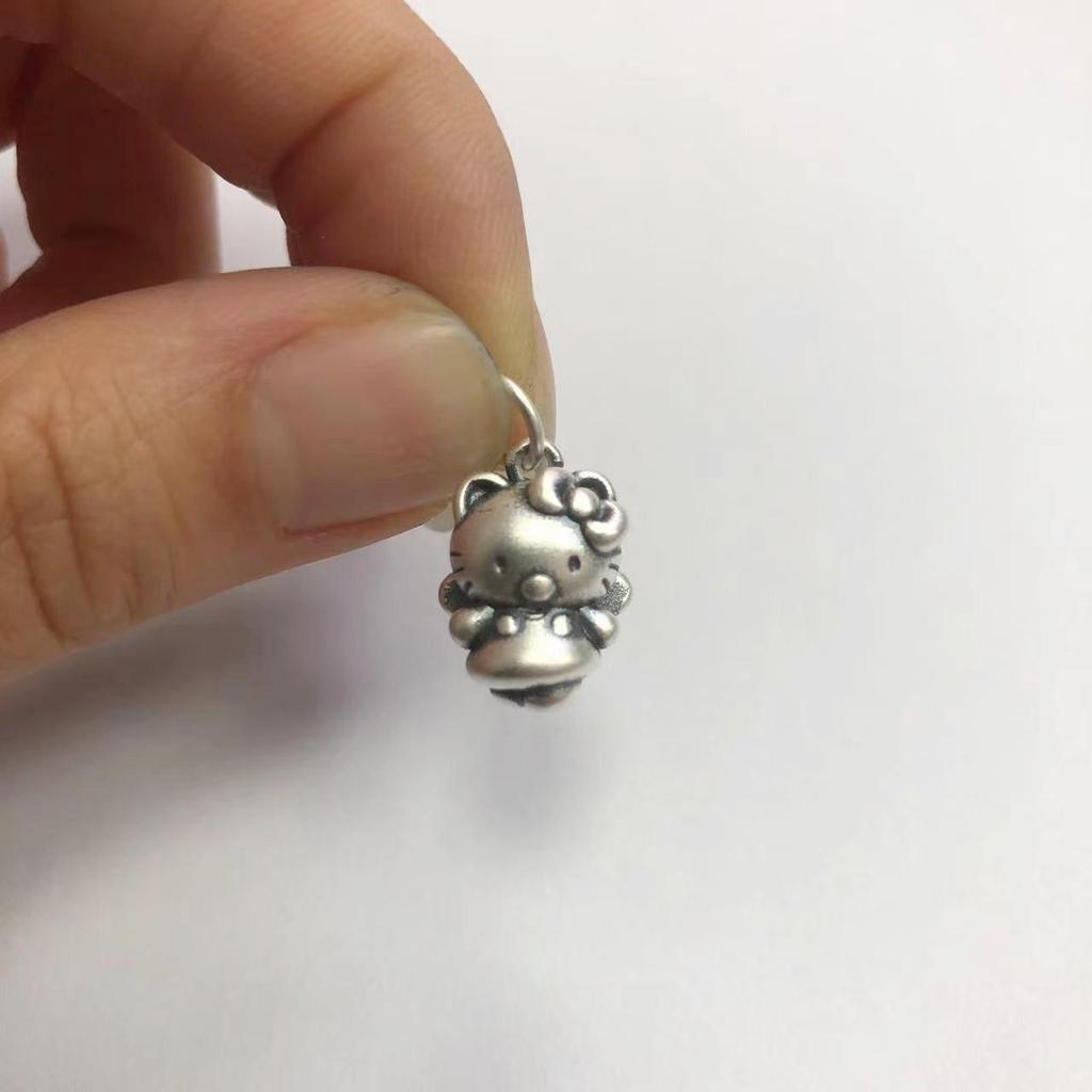 Sterling Silver 3D Lucky Cat Pendant - Cute Wealth Charm for Baby or Bestie Gift