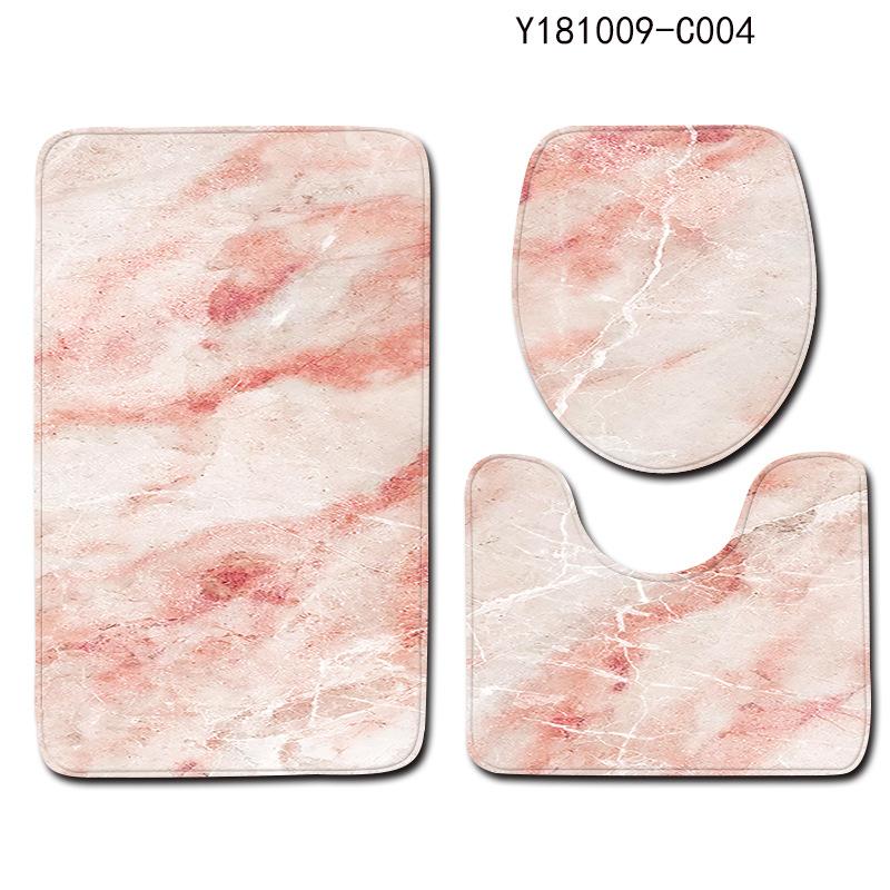 Marble Print Bathroom 3piece Set Nonslip Absorbent Bathroom Floor Mat Carpet Absorbent Shower Mat and Ushaped Carpet
