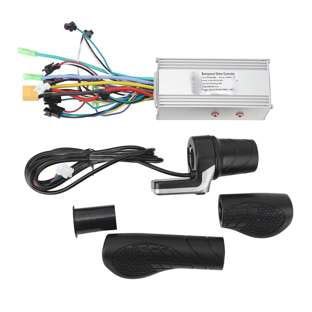 36V 48V 1000W 38A Sine Wave 3 Mode Brushless Controller 124DX Half Twist Throttle Grip with Panel for Electric Bike