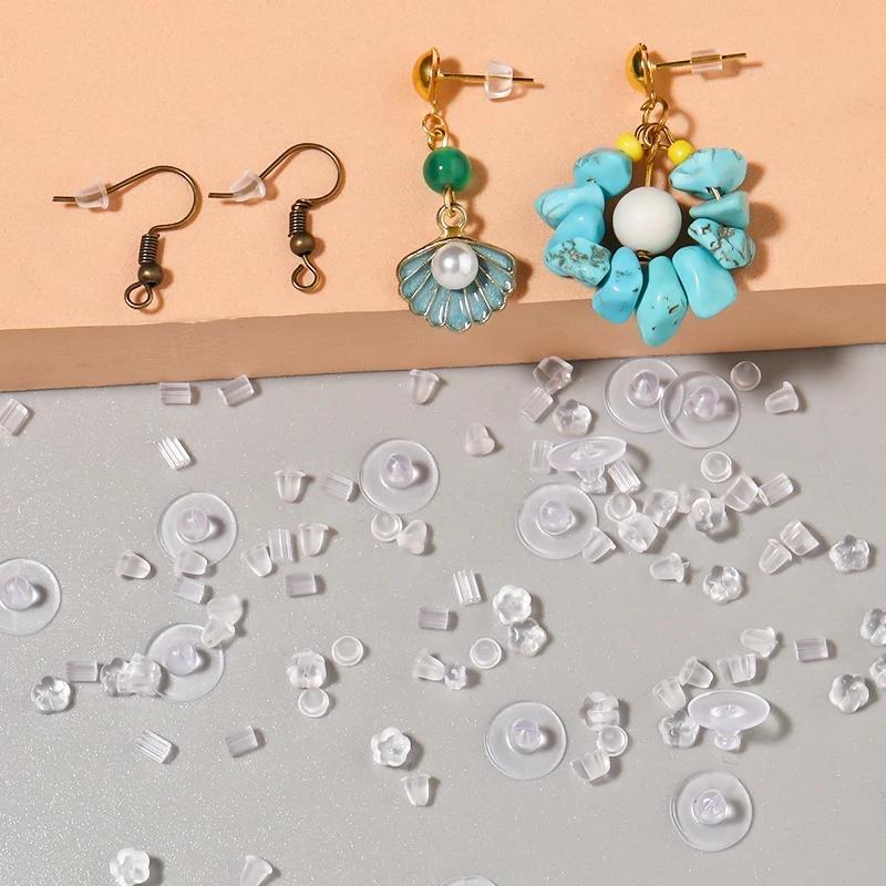 Louleur 200pcs Silicone Round Ear Plug Blocked Caps Earrings Back Stoppers Rubber Earring Backs for Earrings Making Wholesale