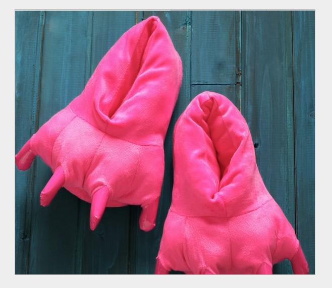 Unisex Dinosaur Claw Cotton Slippers: Cozy Autumn/Winter Velvet Heels, Large Sizes