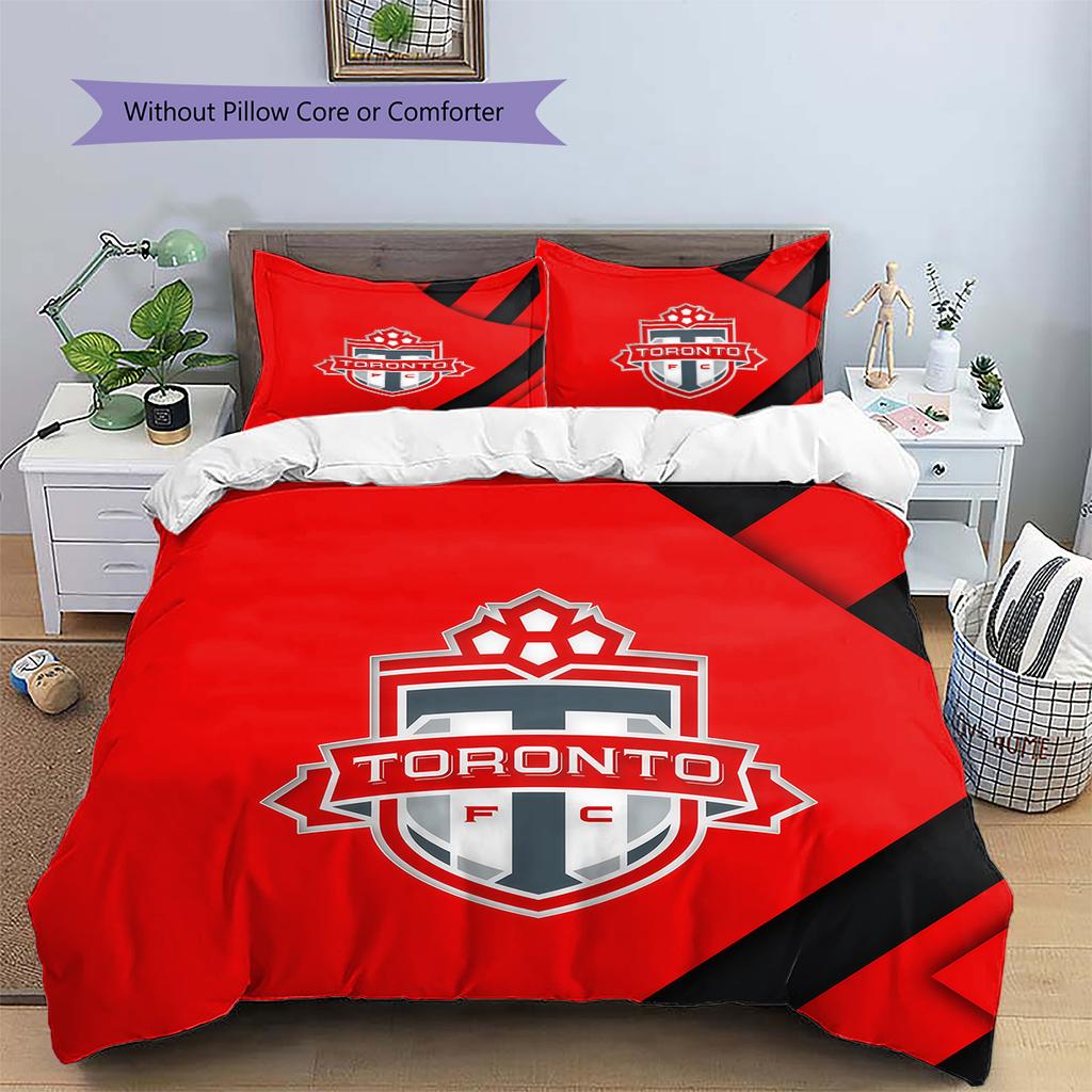 Toronto FC Pattern Bedding Quilt Set Home Decoration Gift (1 * duvet cover + 2 * pillowcase without core)
