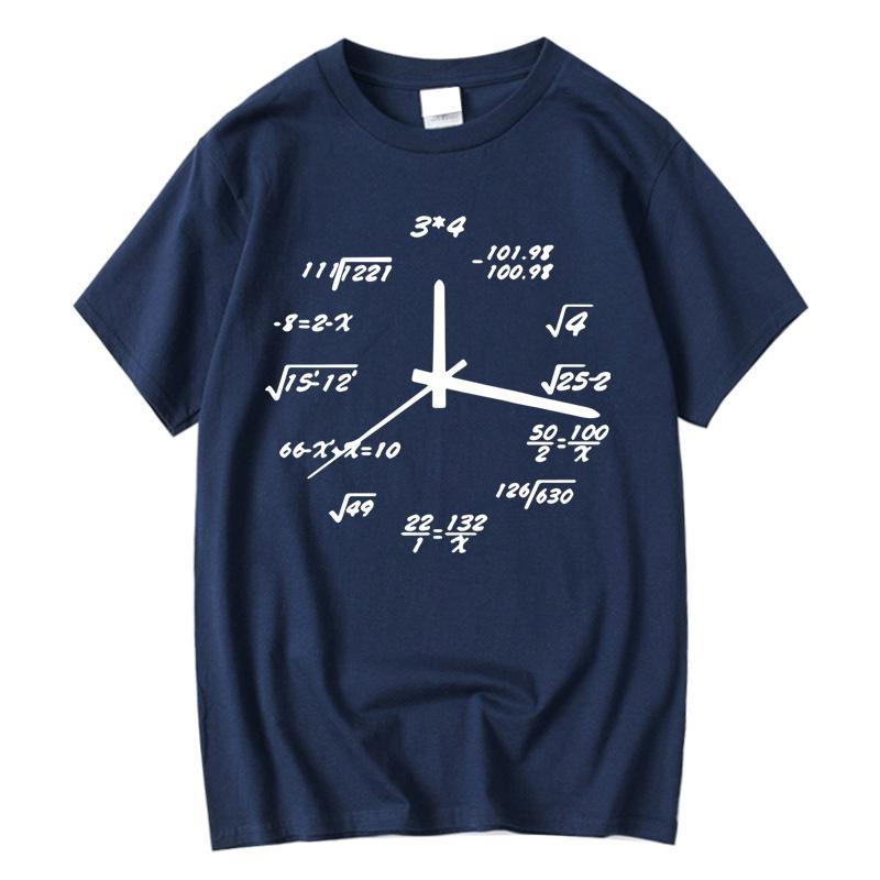 Men's T-shirt 100% Cotton Casual Funny Math Clock Print Summer Loose O-neck T Shirt for Men Short Sleeve T-shirt Male Tops