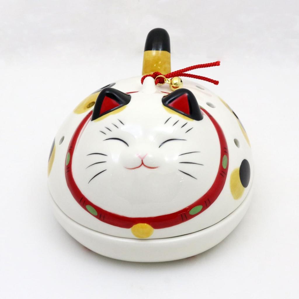 Yakushi Kiln Mosquito Coil Flat Type Coil Happy Koi Koi Cat Holder, (Mosquito Holder)