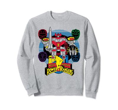 Power Rangers Logo Four-Headed Megazord Epic Retro Graphic Sweatshirt