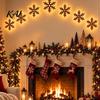 Rustic Christmas Home Ornaments 7PCS Wooden Wall Lights, Warm LED Backlight Glowing Silhouette Decorative Elk Figures Pendants, Style Hanging