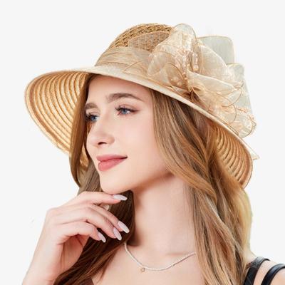 Bucket Hat Summer New Organza Flower Breathable Basin Hat Sun Protection Sunscreen Hat for Women Beach Hat Flanging Cap