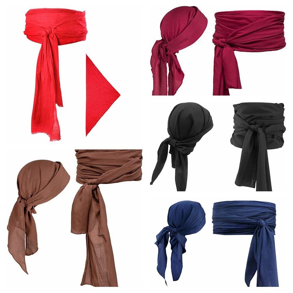 Solid Color Pirate Headband Waist Belt Head Wrap Cosplay Costume Retro Halloween Scarf Belt  Men