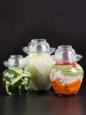 2.5KG Korea Glass Container Kimchi Jar Kitchen Thickened Pickled Cans Household Pickled Jar Pickles Cylinder Sealed Cans