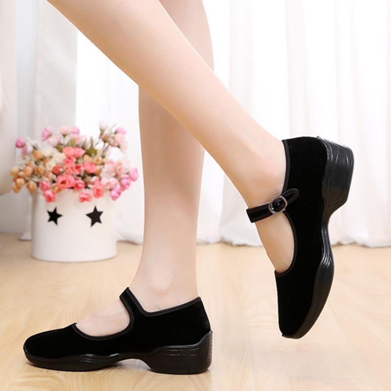 Cloth Shoes Super InspireCloud Shoes Pure Black Square Dance Shoes Mom Shoes