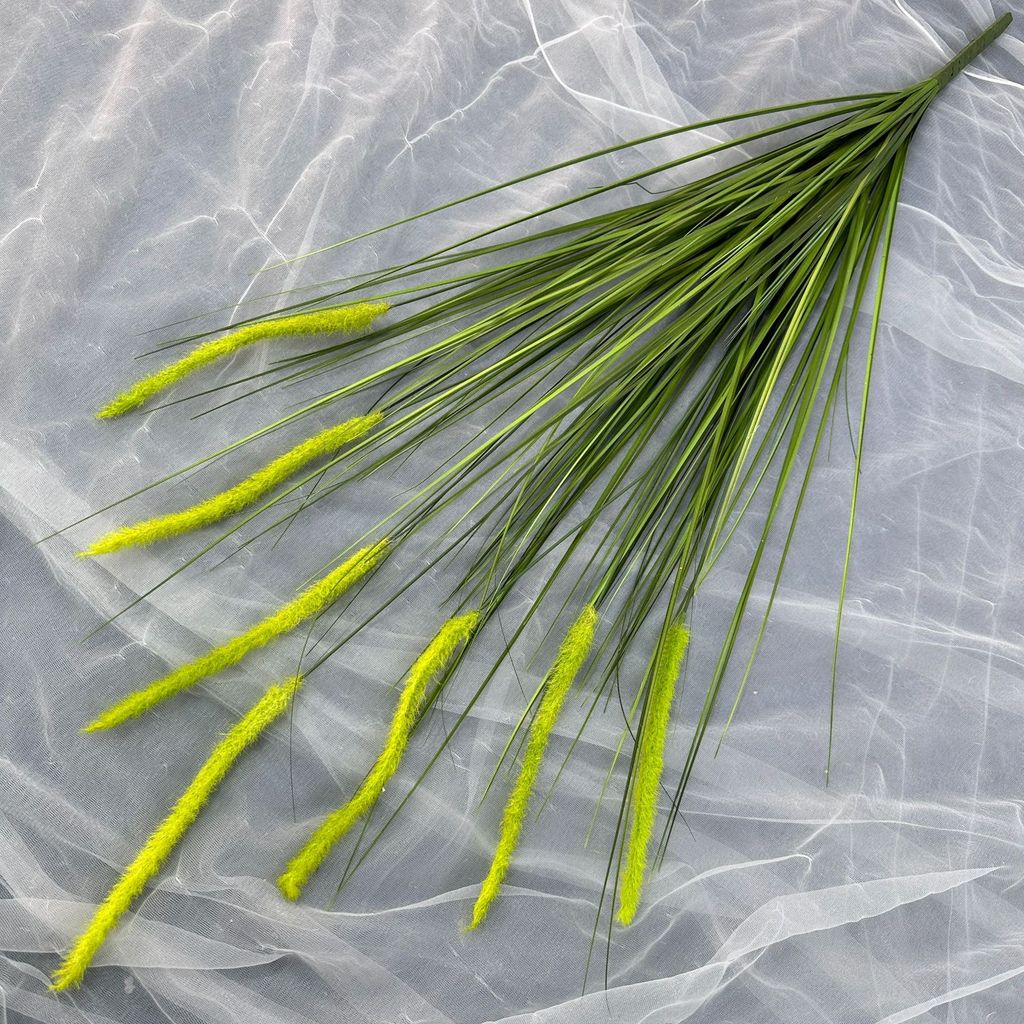 Artificial Green Plant 7head Dogtail Grass For Home Garden Decor And Event Photography
