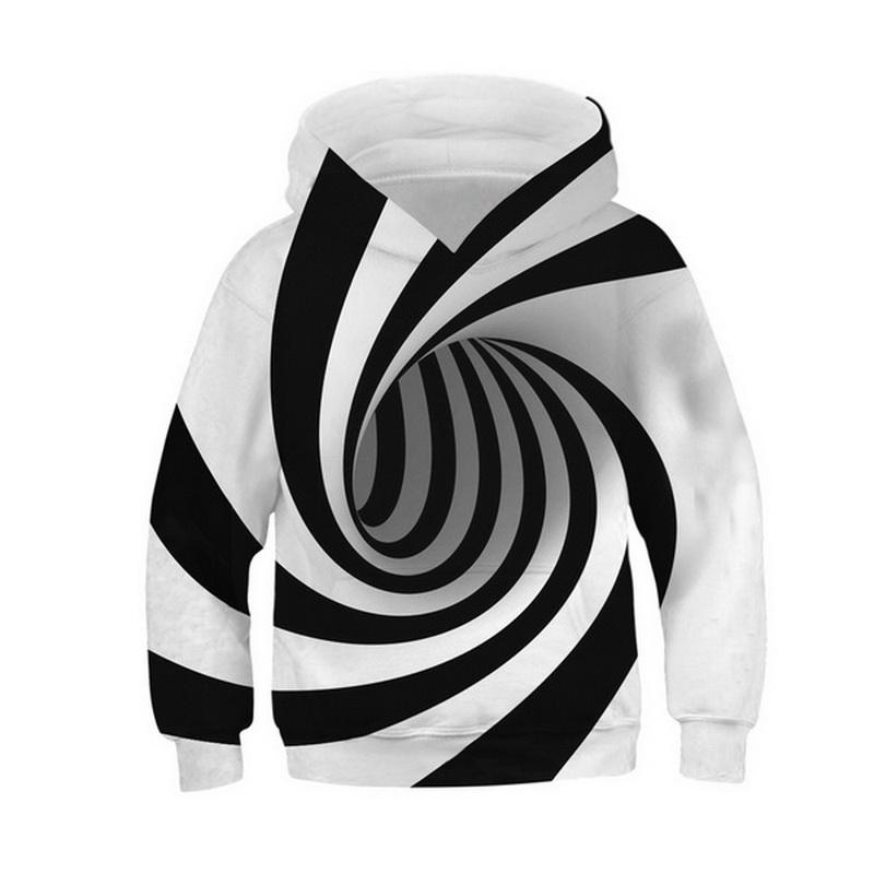 3D Černobílé designové mikiny Dětská mikina přes hlavu s dlouhým rukávem Chlapecká Dívčí Mikina Topy Streetwear Dětské oblečení Sudadera