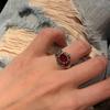 Vintage Y2k Gothic Red Crystal Cross Geometry Aesthetic Open Rings For Women Punk Creative Grunge Jewelry Accessories